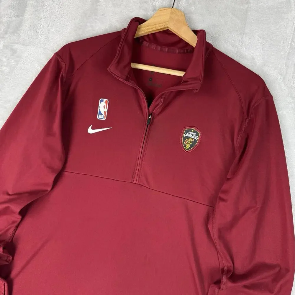 Nike NBA Cleveland Cavaliers Quarter Zip Shirt Dri-Fit Men M Thumb Hole Training